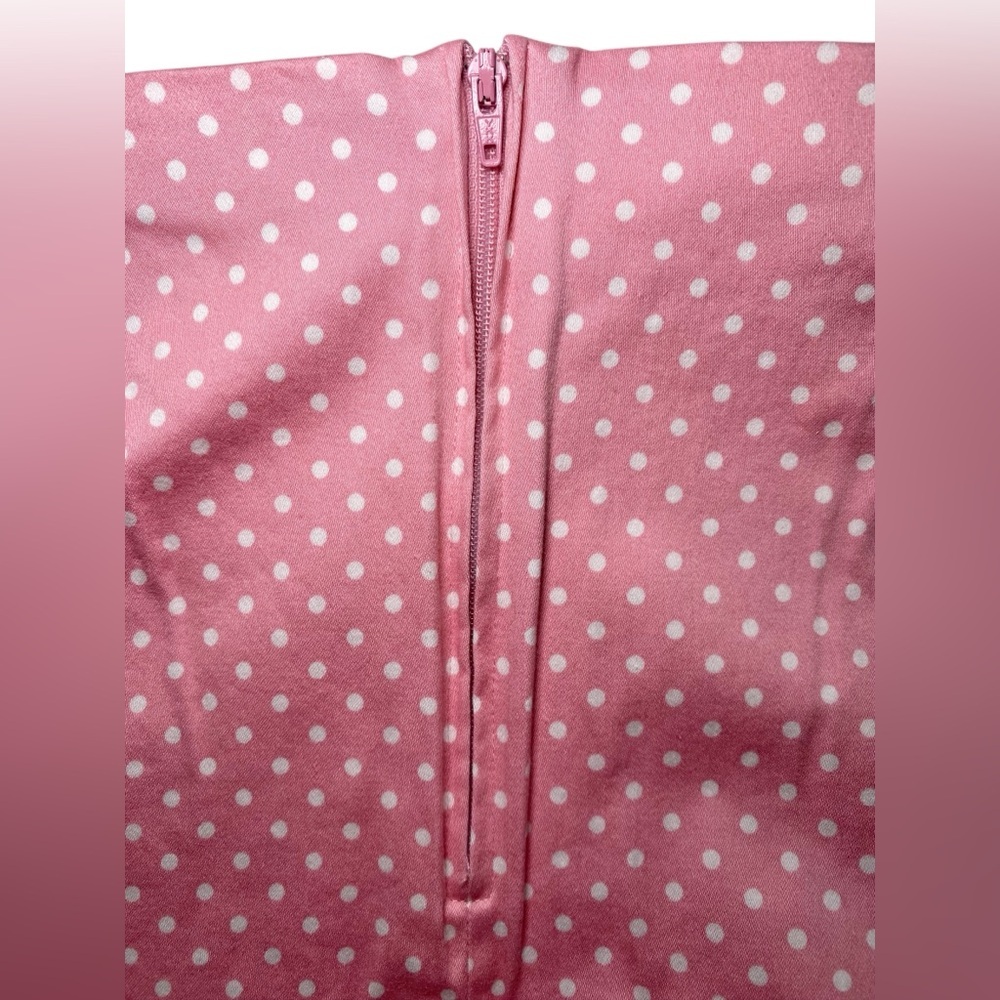 Retro Pink & White Polka Dot High-Waisted Pencil Skirt | Y2K Barbiecore Pin-Up - Picture 13 of 15